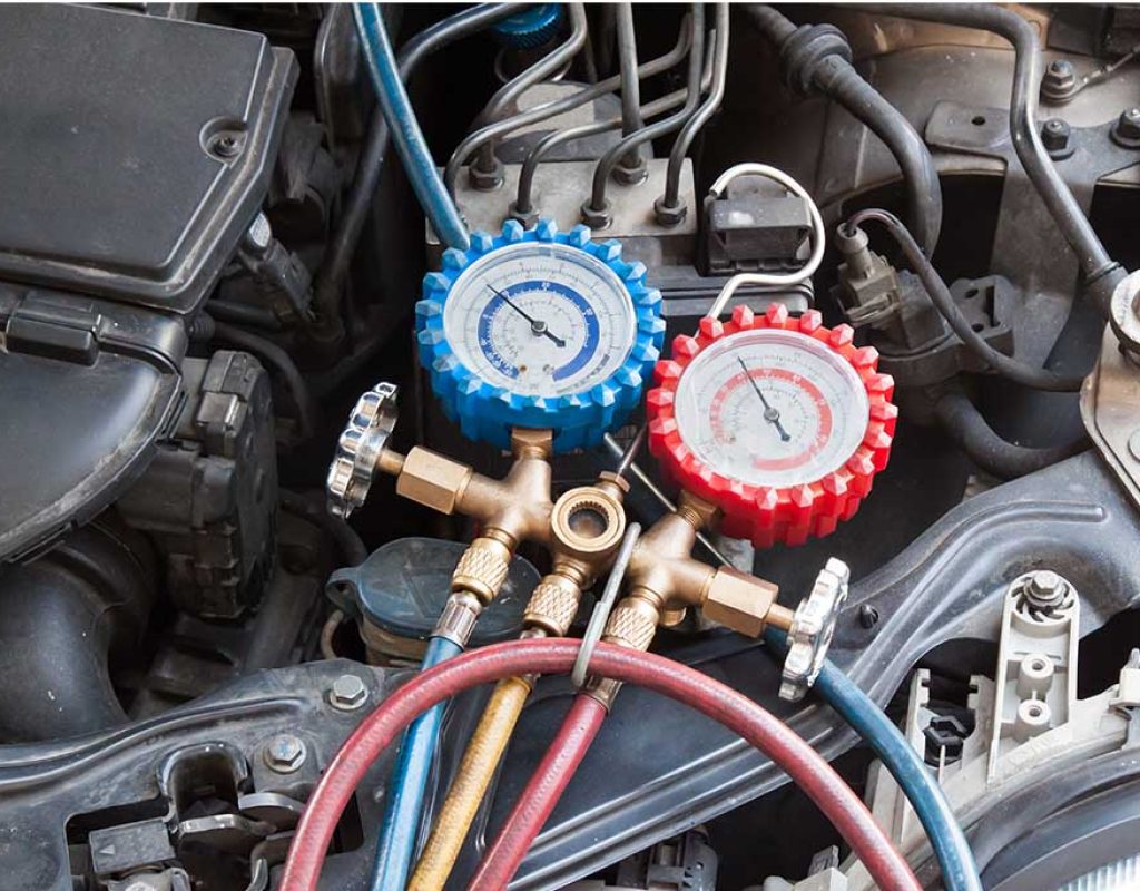 Connected air conditioning system for diagnosis of freon in the car conditioner